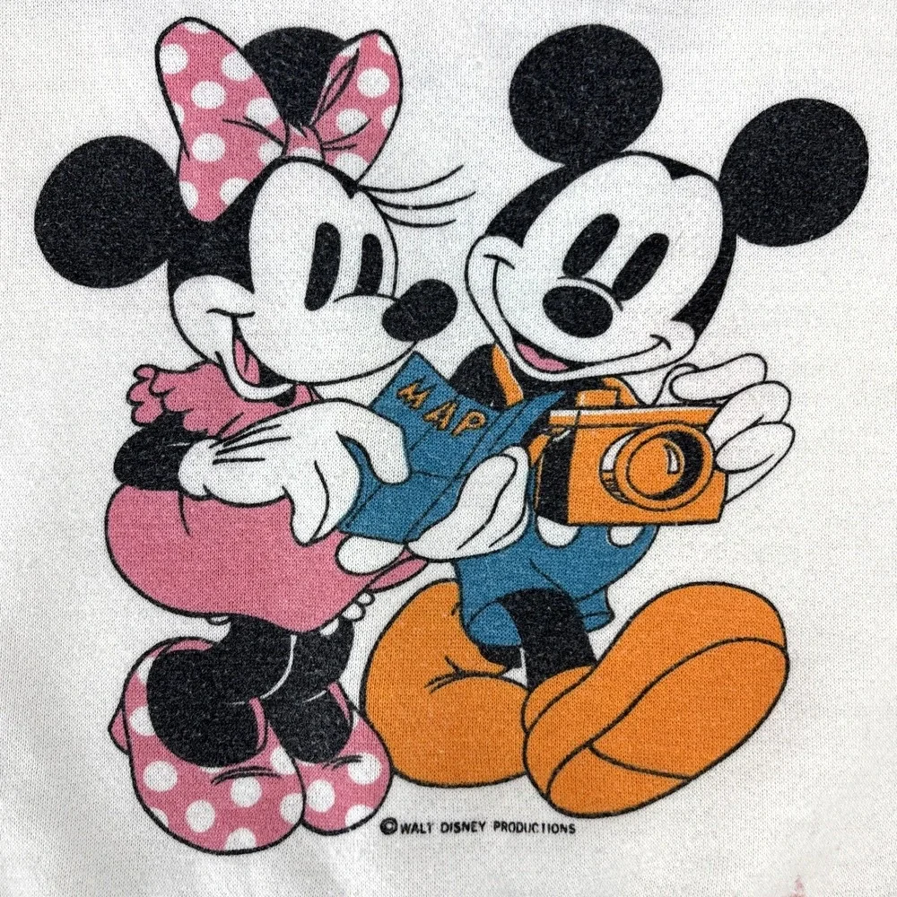Vintage Disney Mickey & Minnie Travel Vacation Sweatshirt‎ Front Back Kids 14